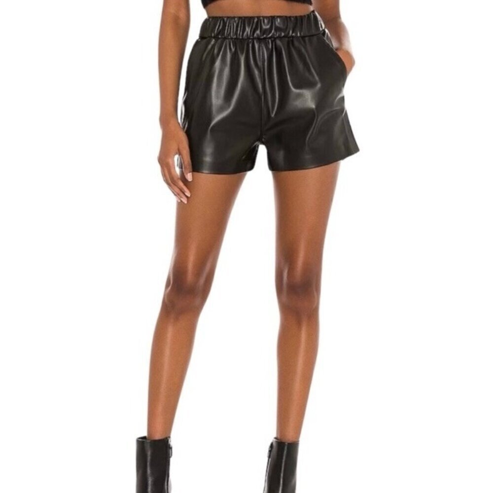 BLANK NYC Record Breaker Black High Rise Faux Leather Shorts Woman’s Sz 27 NWT